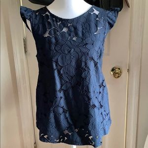 Romantic Navy Blue Sleeveless Top